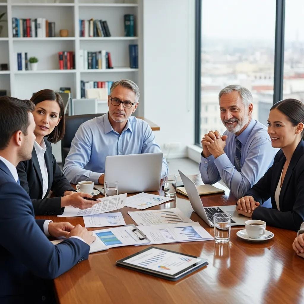 Advisors guiding an executive through franchise transition planning