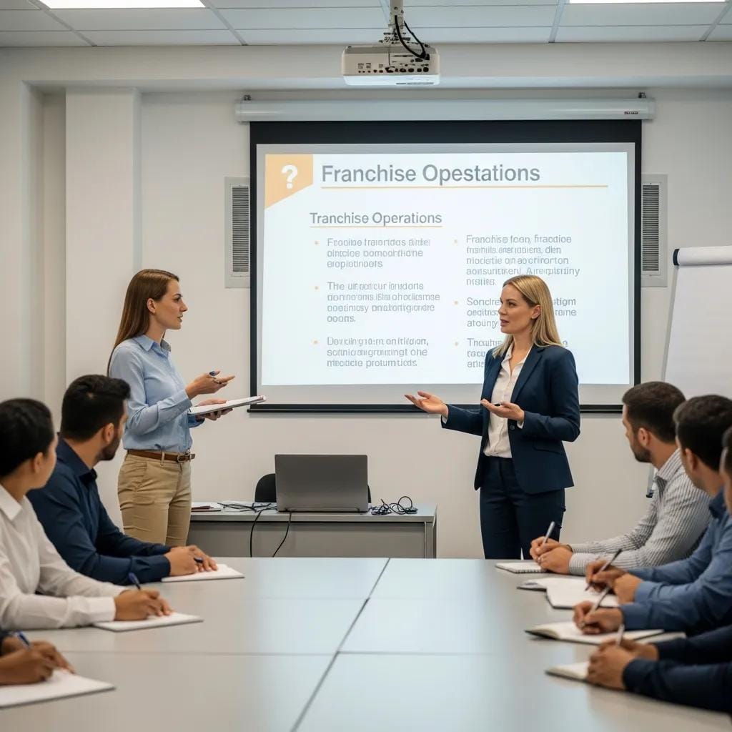 A consultant leading a training session for new franchisees