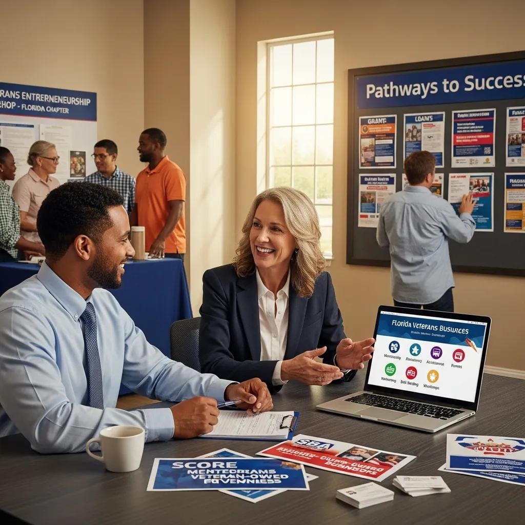 Veteran receiving advice and resources for starting a business in Florida