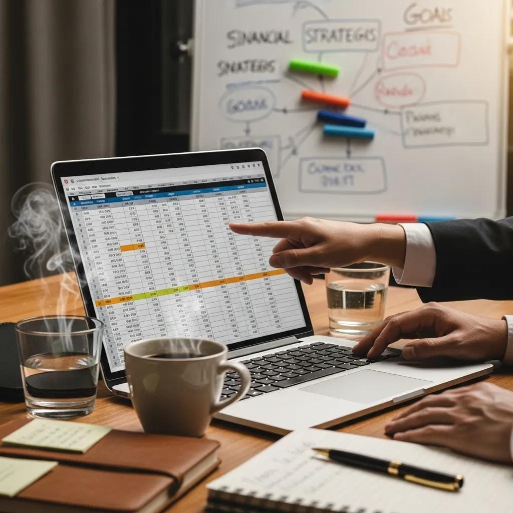 Hands reviewing financial spreadsheets during franchise planning