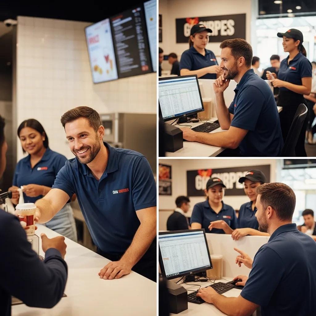 Owner overseeing daily store operations — inventory, staff, and customer service