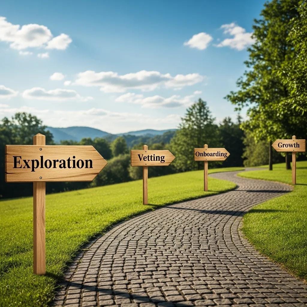 Visual roadmap showing stages of the franchising journey