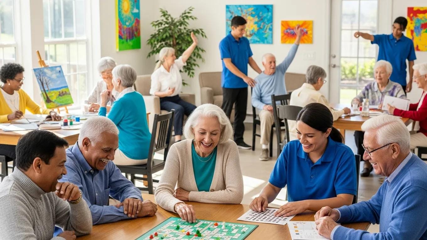 Seniors engaging in community activities, highlighting the positive impact of senior services franchises