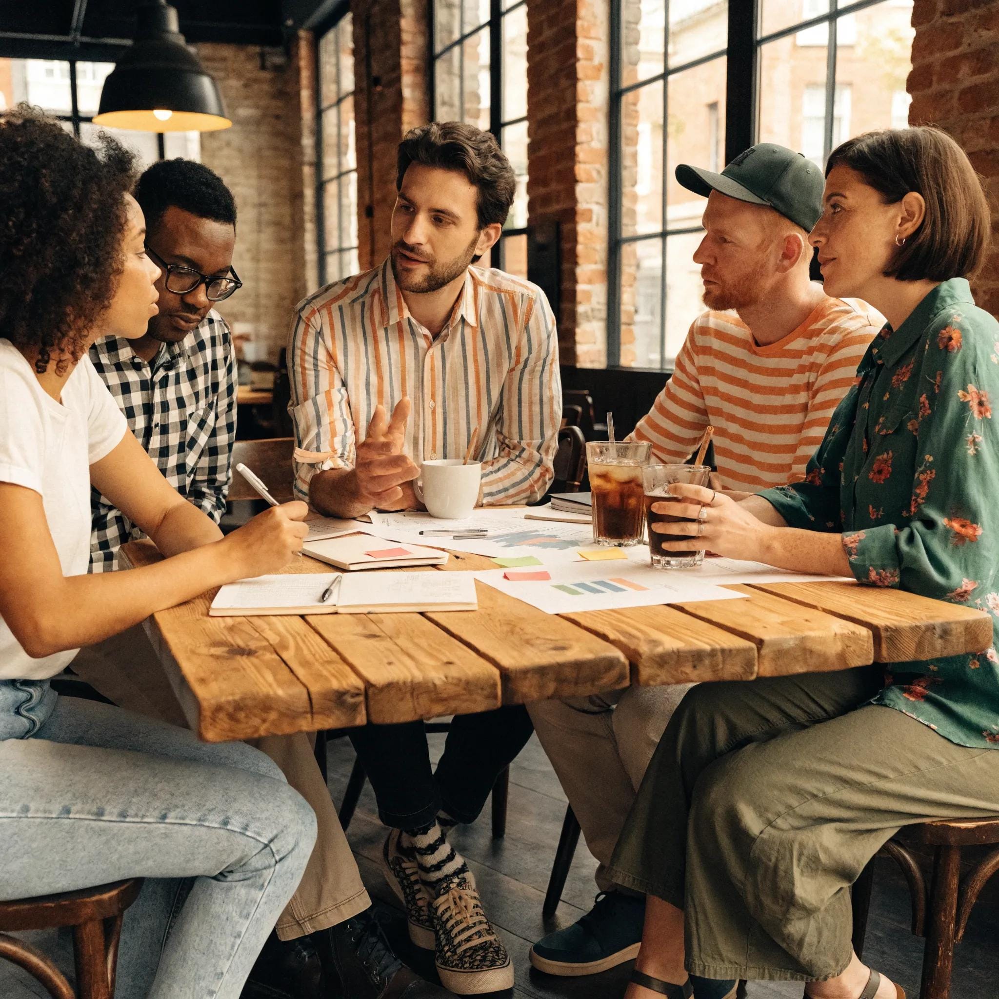 Franchise owners collaborating over financial insights, emphasizing teamwork in business profitability